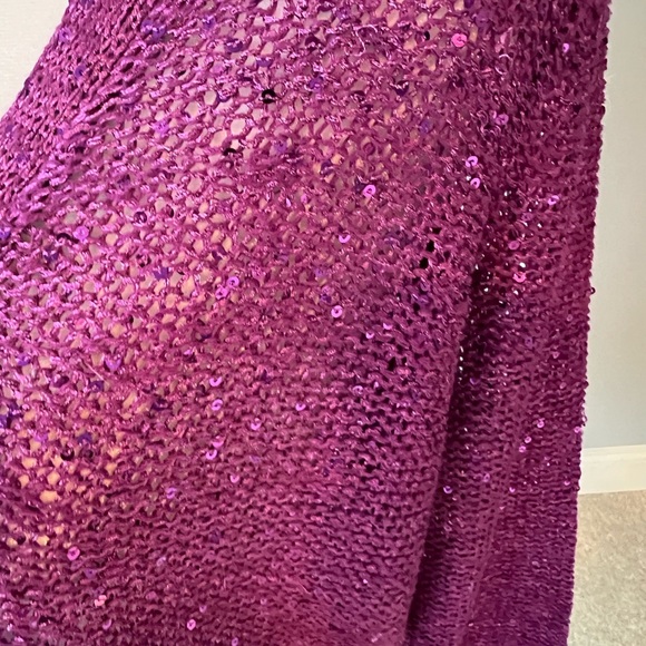 NWT Sparkly Sequined Purple Metaphor Open Front Sweater Size Small - Picture 7 of 8